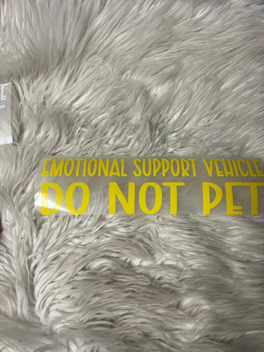 Emotional support vehicle do not pet decal yellow