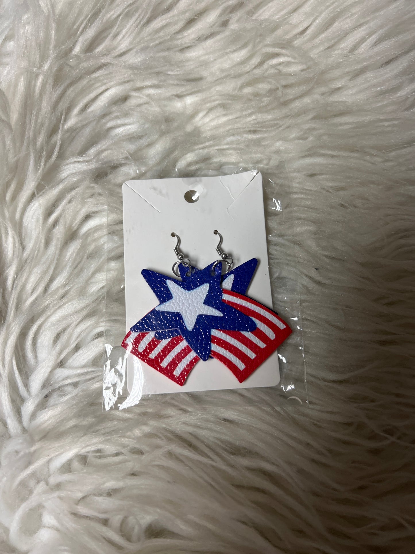 New American flag theme faux leather earrings