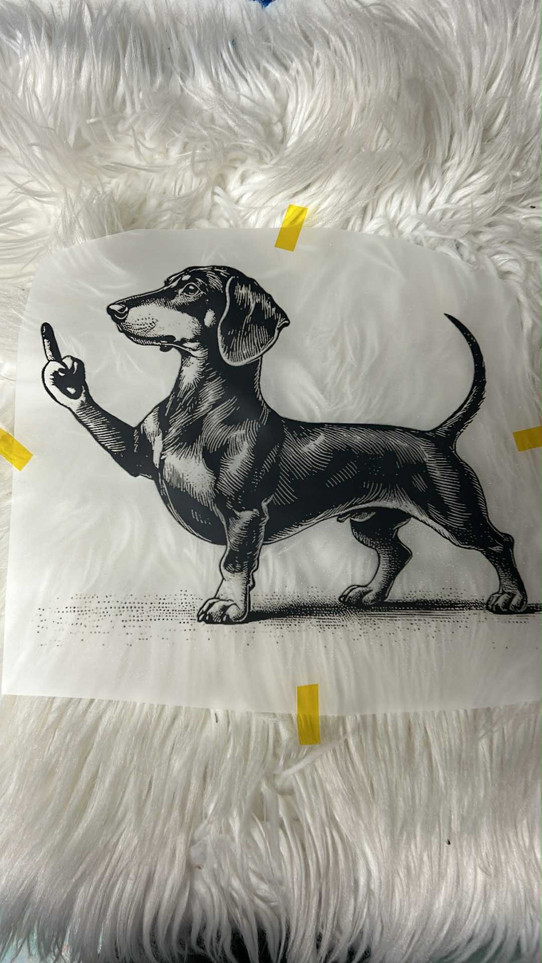 DTF  print dashhound flipping off