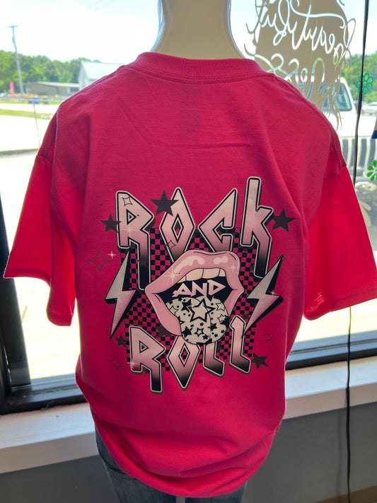 New  unisex T-shirt rock ānā roll hot pink