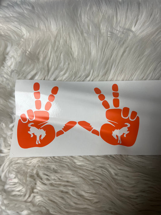 Vehicle wave car decals orange bucking horse