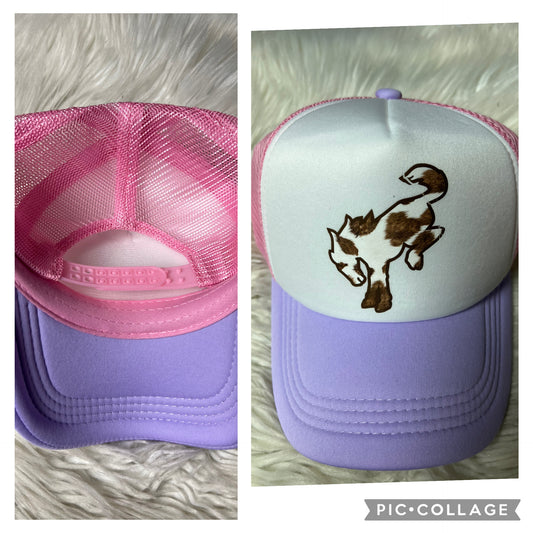 New hat 4 x 4, pink purple cow