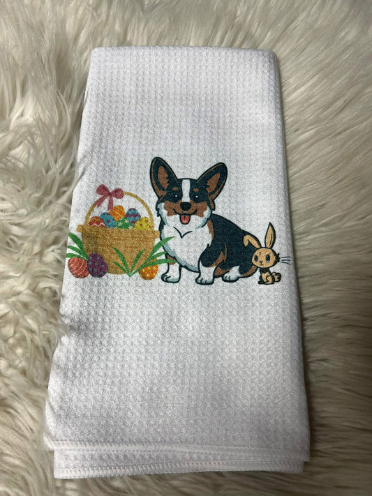Decorative hand towel corgi