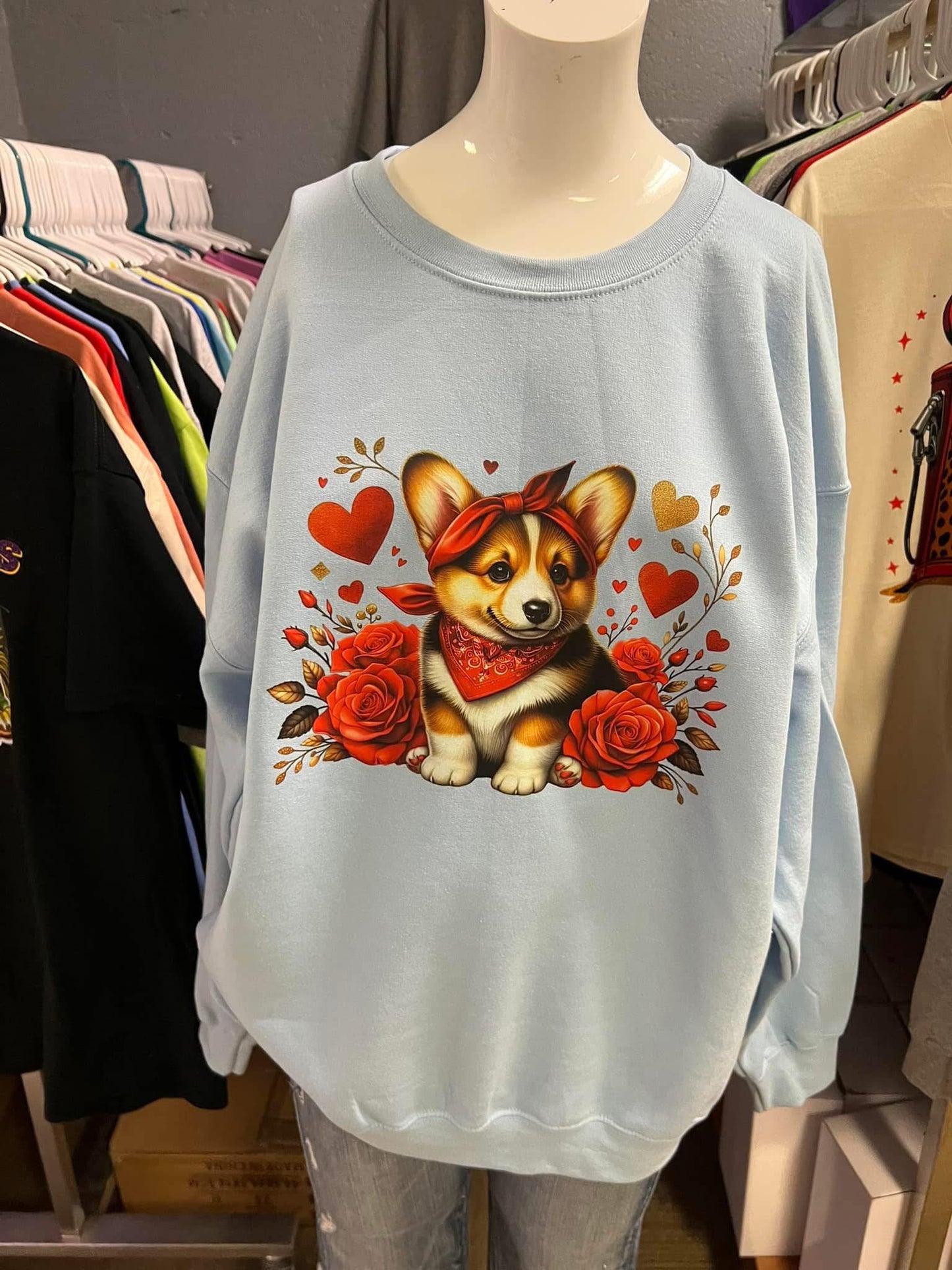 New unisex light blue corgi