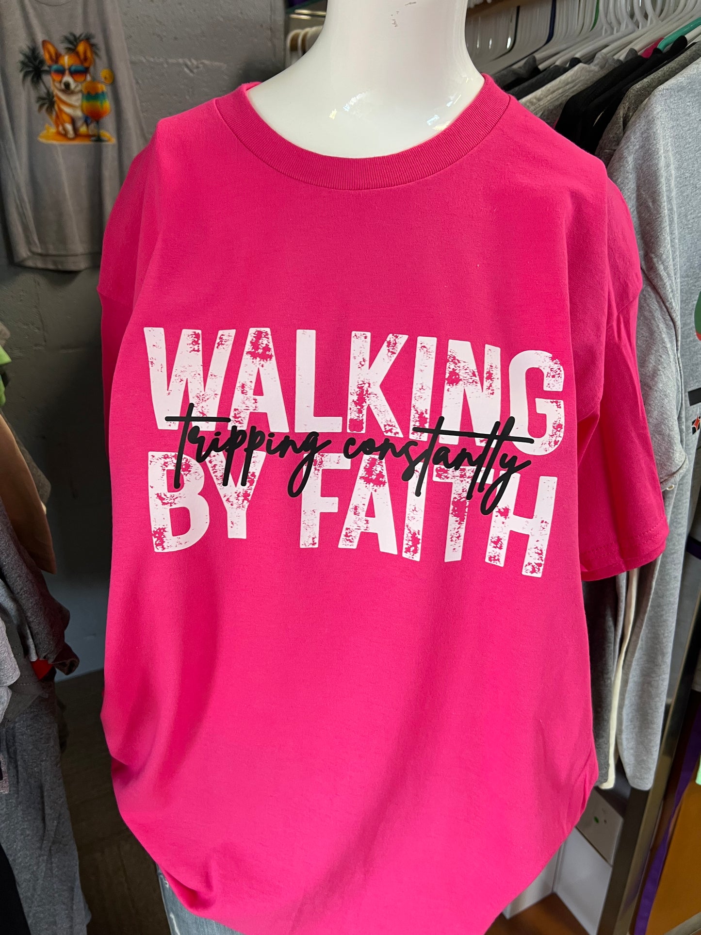 New unisex T-shirt walking by faith Tripping constantly
