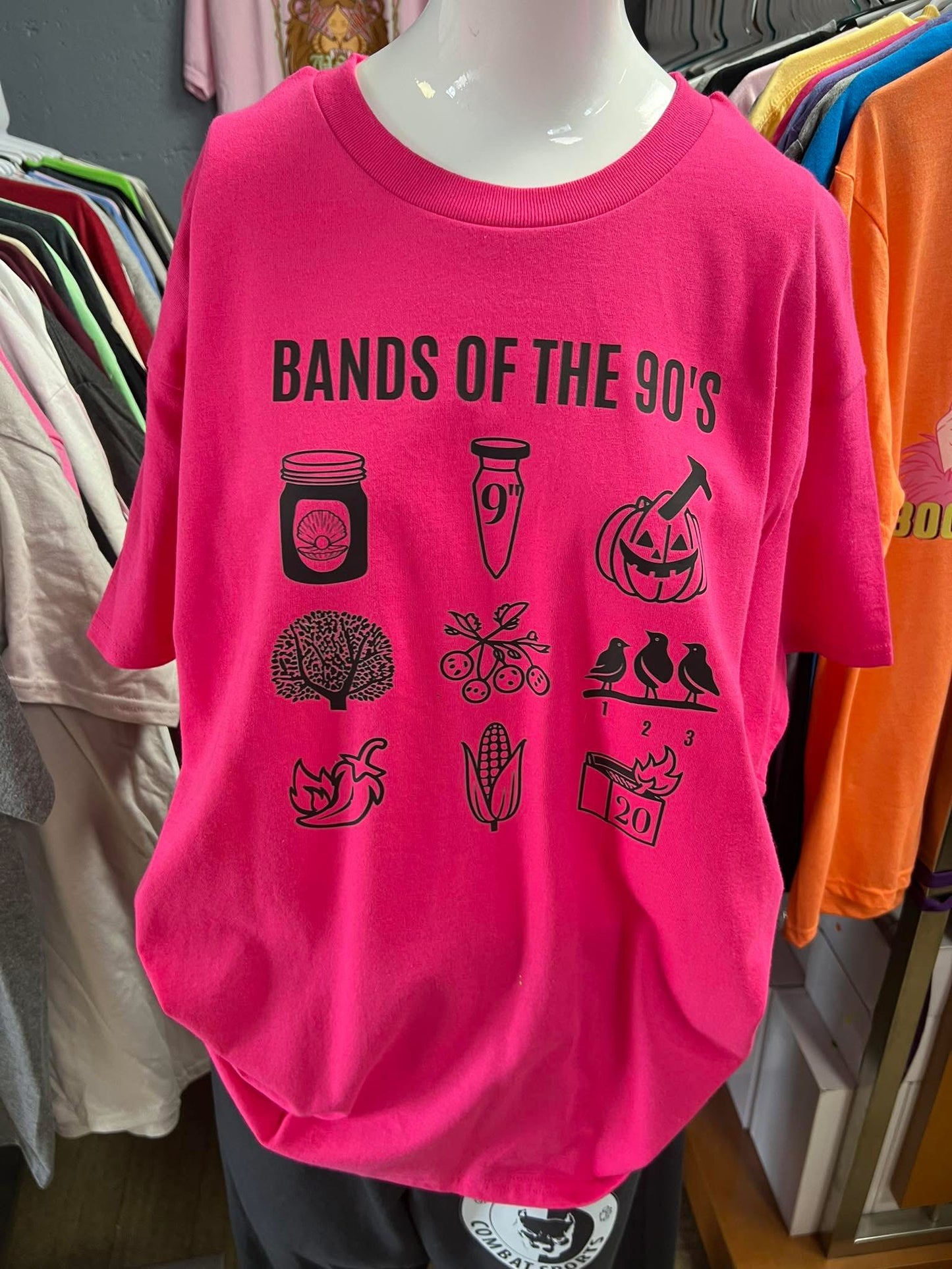 New unisex hot pink 90s rock