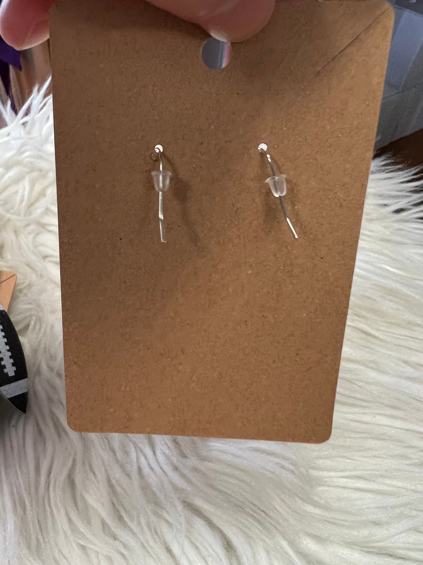 New glitter, faux, leather football earrings black