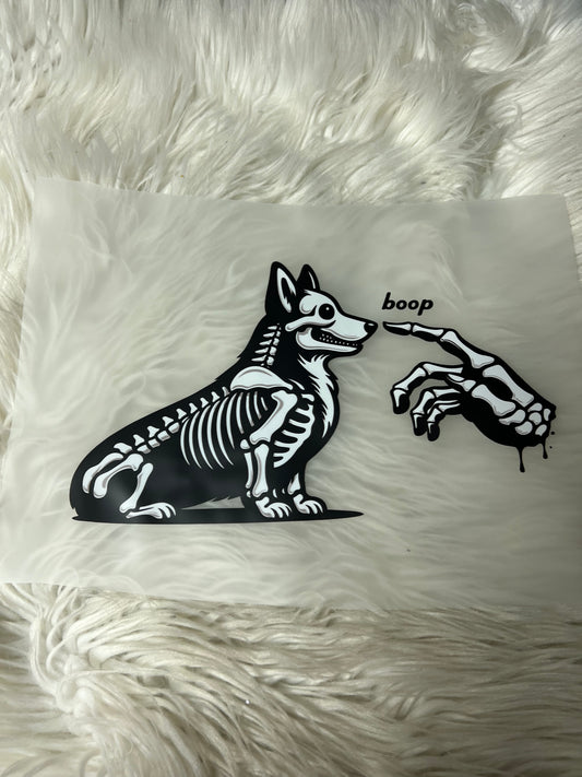 New  dtf corgi Halloween bones