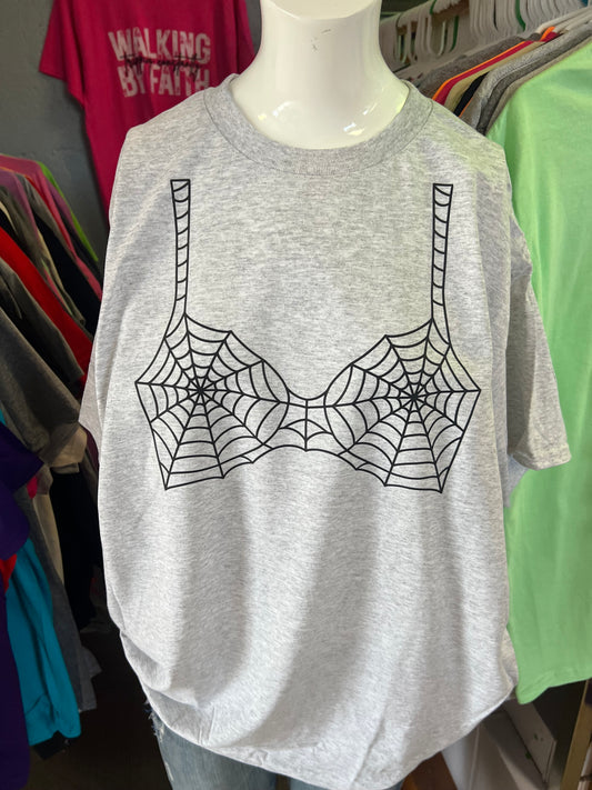 New  unisex T-shirt scary web bra Halloween
