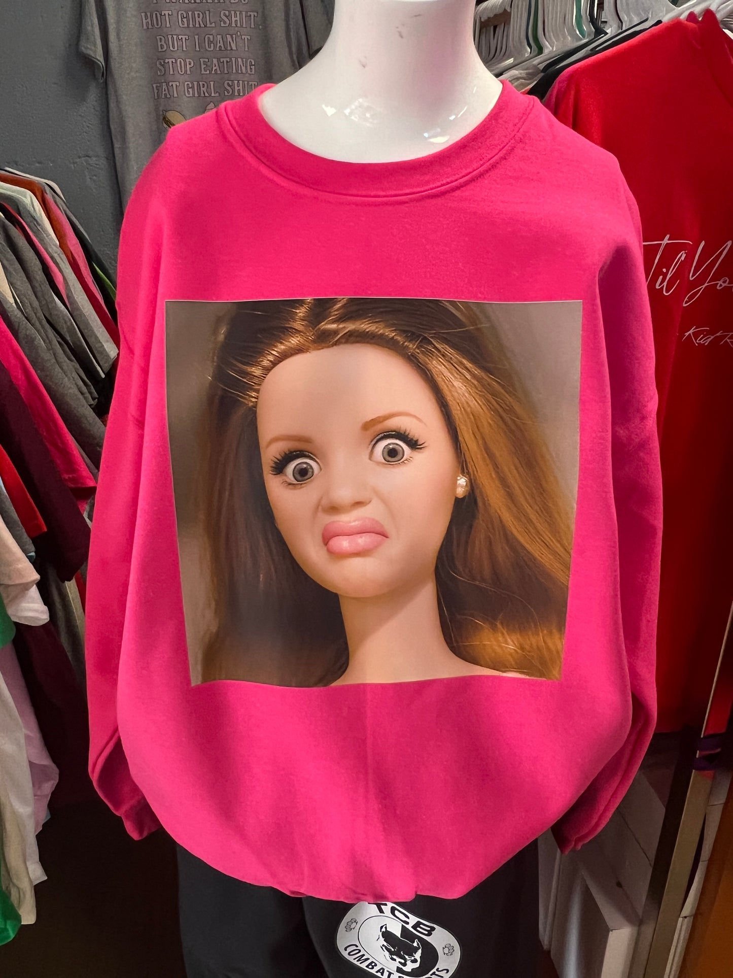 New unisex pink Barbie face