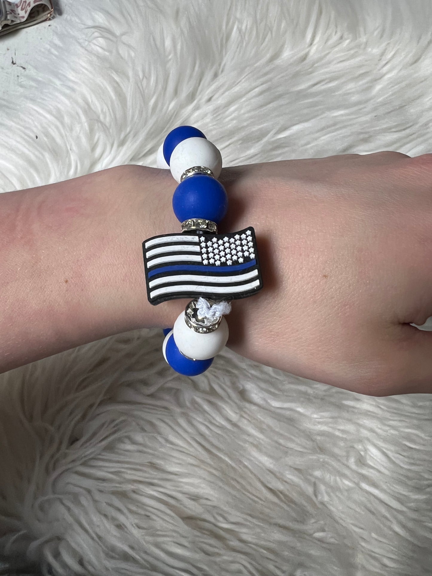 New keychain bracelet USA police back the blue flag