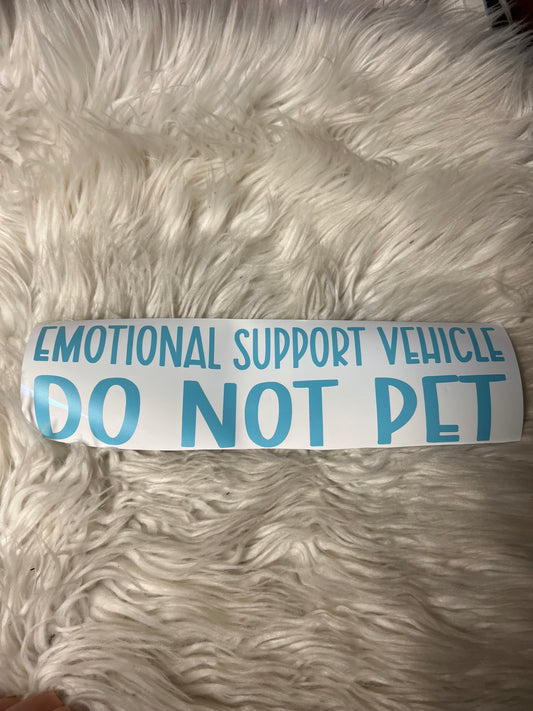 Emotional support vehicle do not pet decal light blue