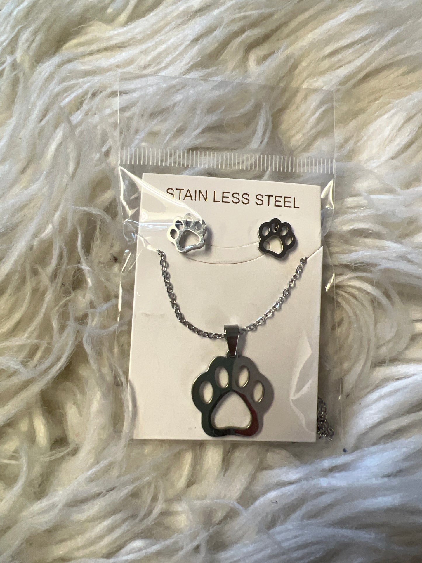 New  necklace dog and earrings silver