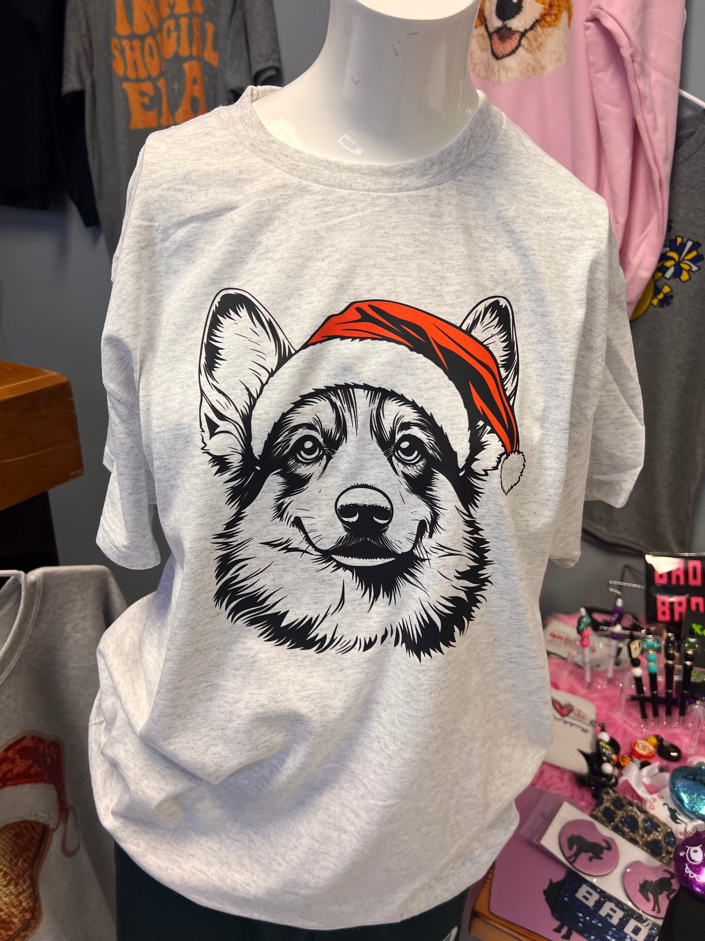 New unisex ash gray corgi Christmas 