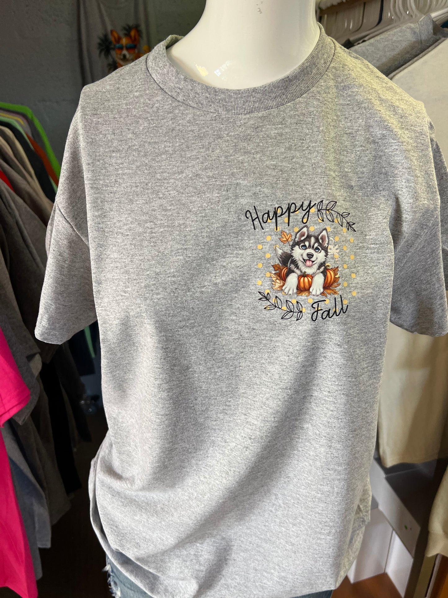 New  unisex T-shirt happy fall husky