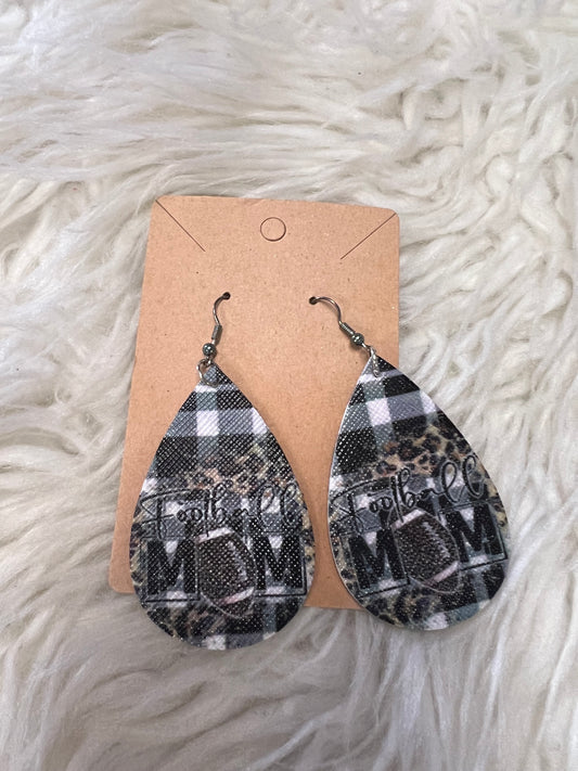 New , faux, leather earrings football Mom