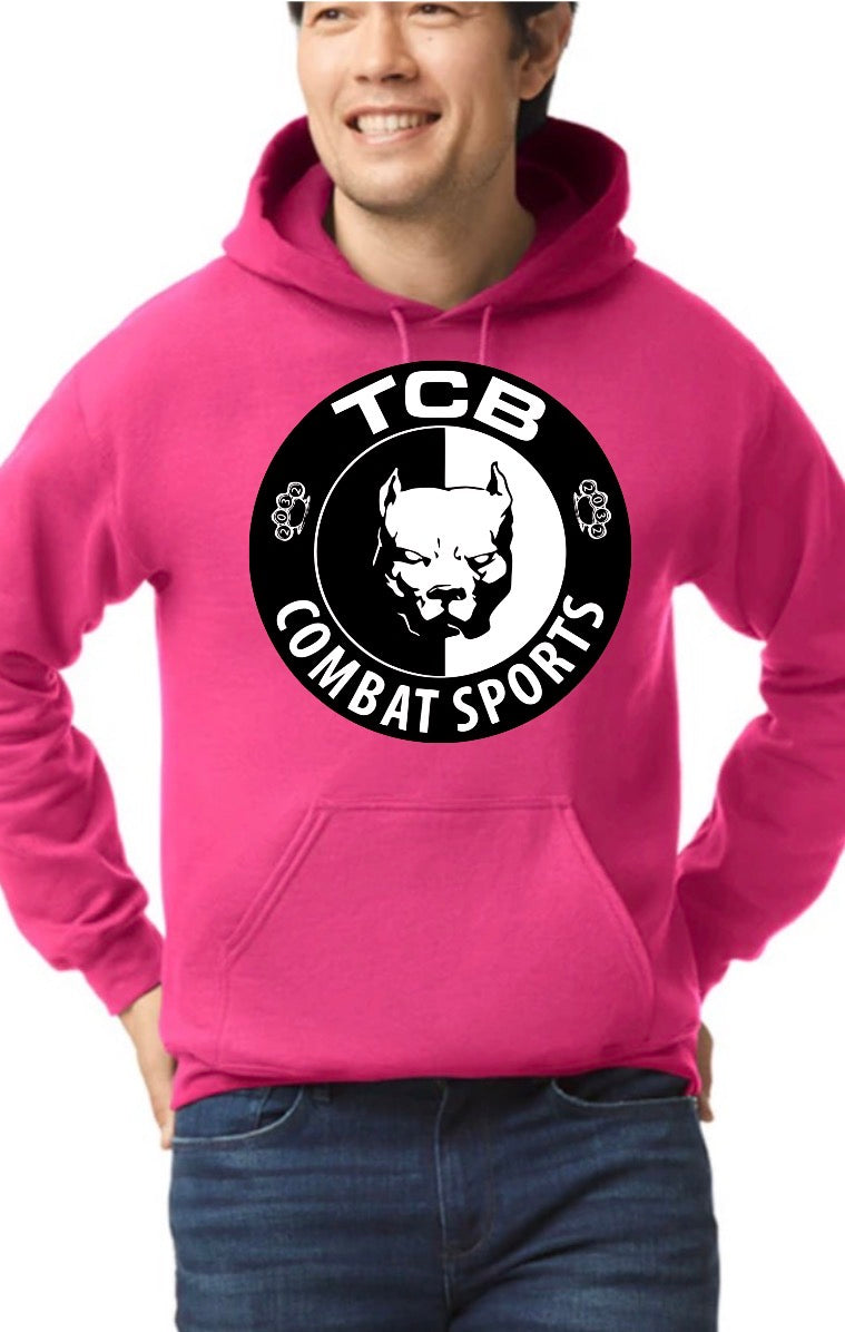 Hot pink TCB unisex Gilden adult hoodie