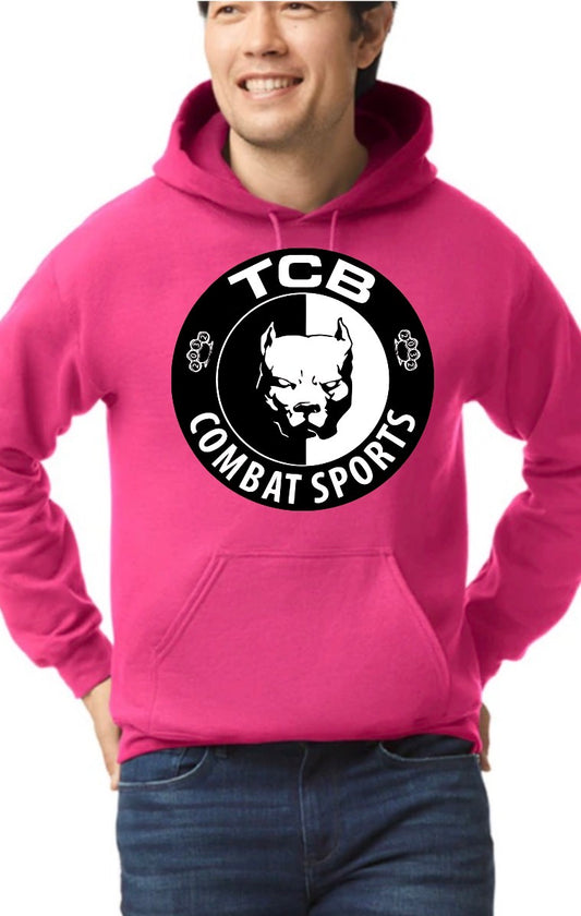 Hot pink TCB unisex Gilden adult hoodie