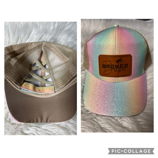 Brand new laser engrave patch hat multicolored glitter babe