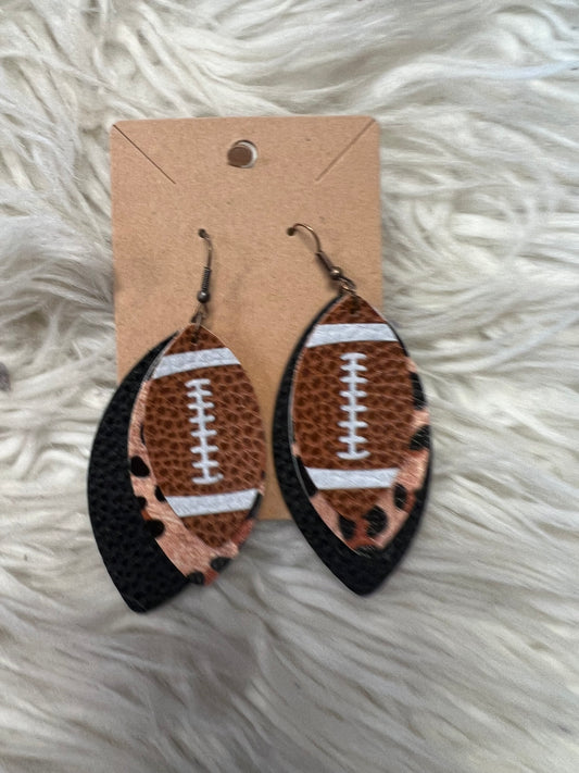 New faux, leather football earrings
