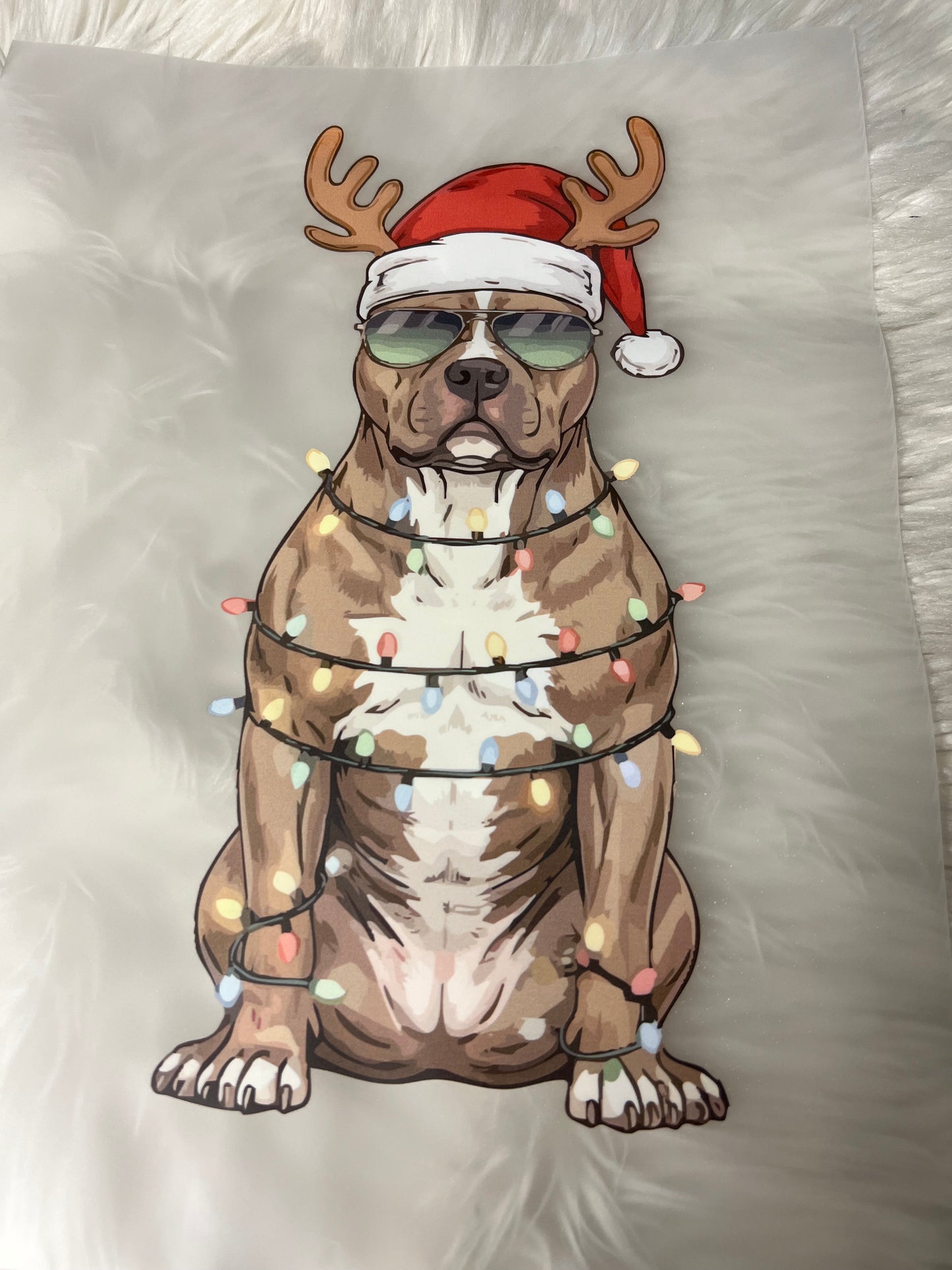 New DTF Christmas pitbull
