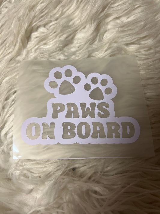 Paws on board car decal