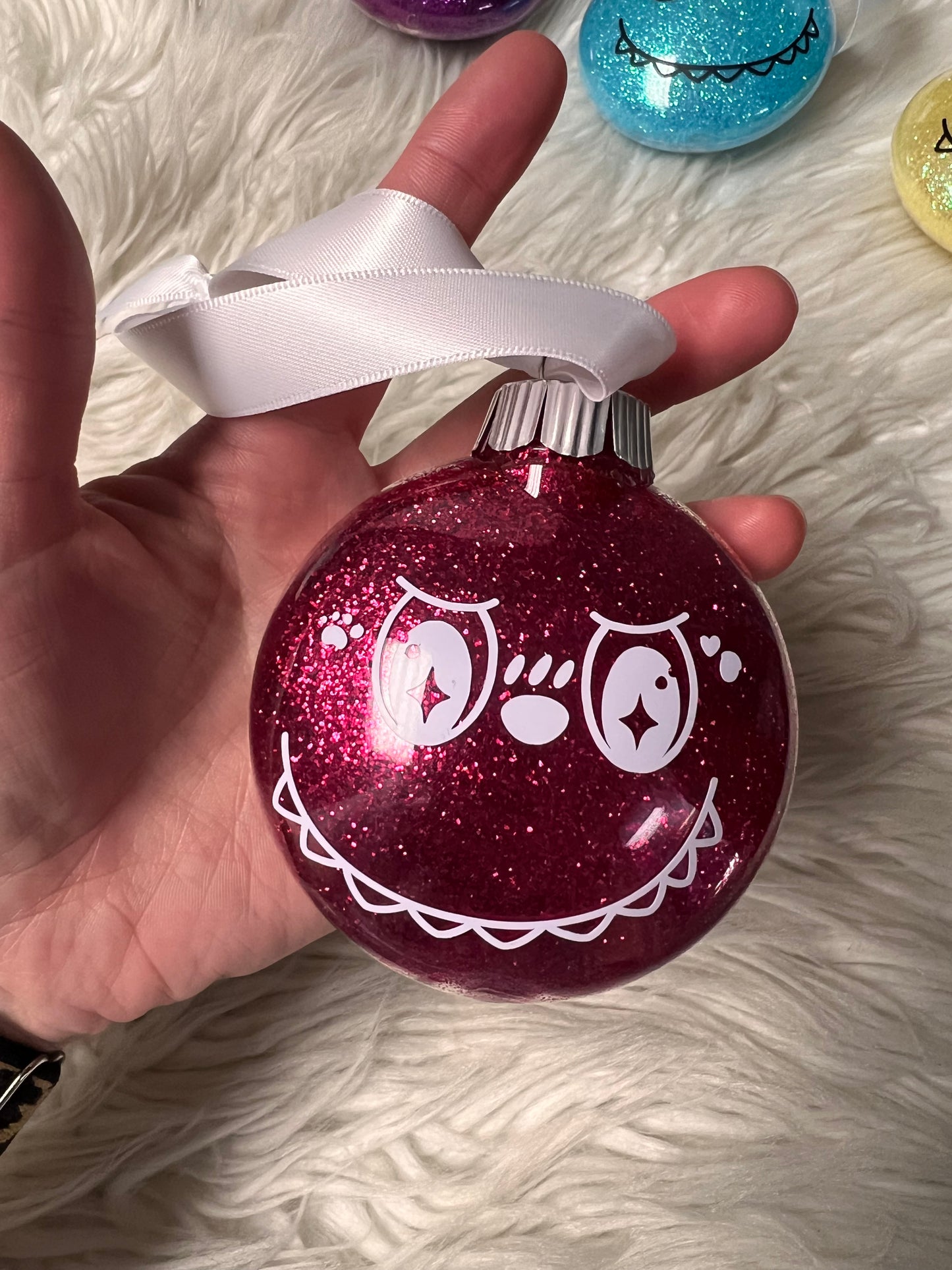 Hot pink Glitter plastic ornament Christmas