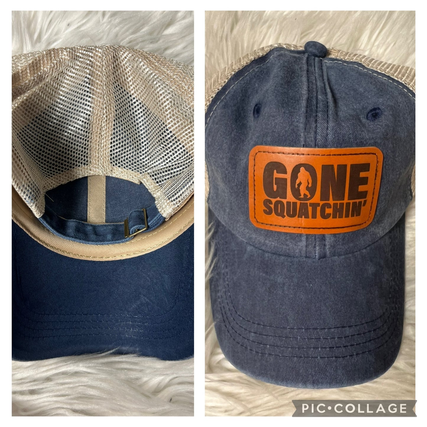 Brand new laser engrave patch hat distressed gone Sasquatch