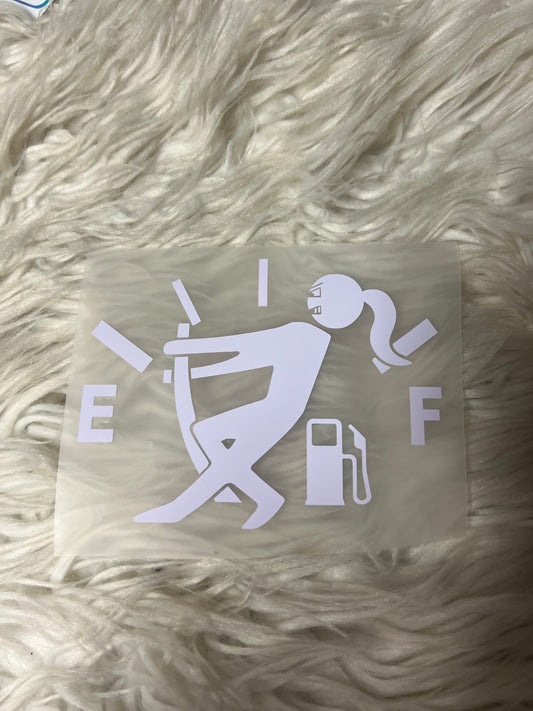 Ladies Empty gas light car decal