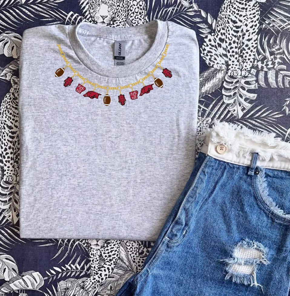 unisex football top charm necklace ash gray