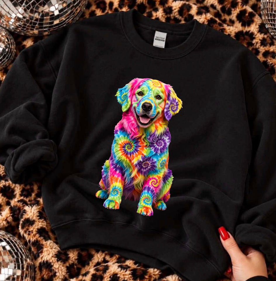 unisex top tie-dye dog