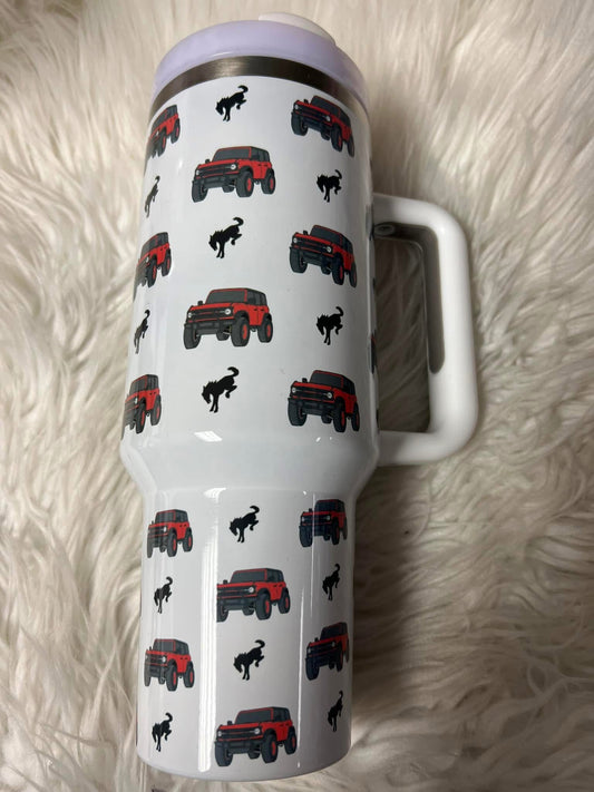 Brand new 40 ounce stainless steel Tumblr with handle  with plastic straw