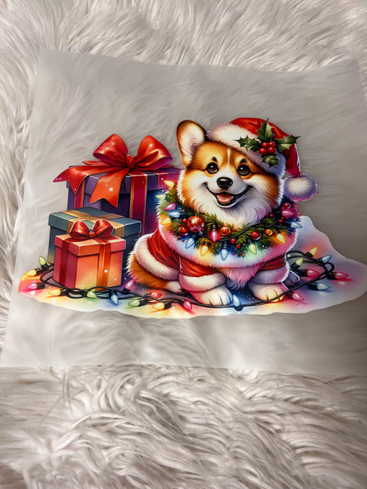 New DTF Christmas corgi