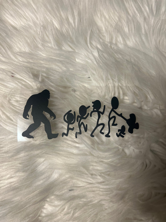 Bigfoot, running out your family car decal