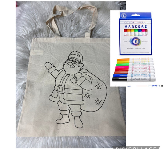 Canvas bag for drawing comes with a pack of markers