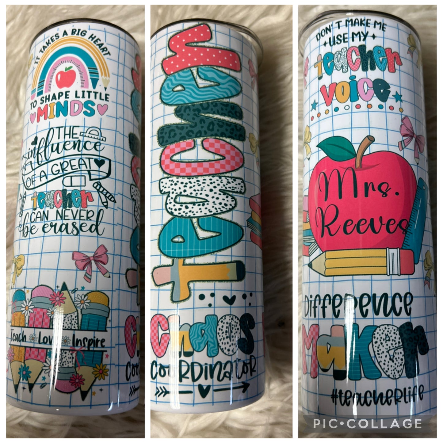 Custom 20 ounce metal Tumblr teacher