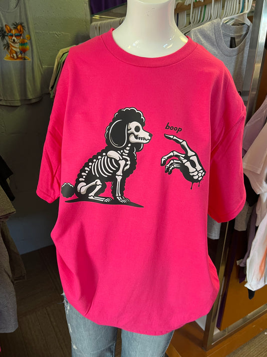 New  unisex T-shirt scary Halloween dog skeleton golden doodle