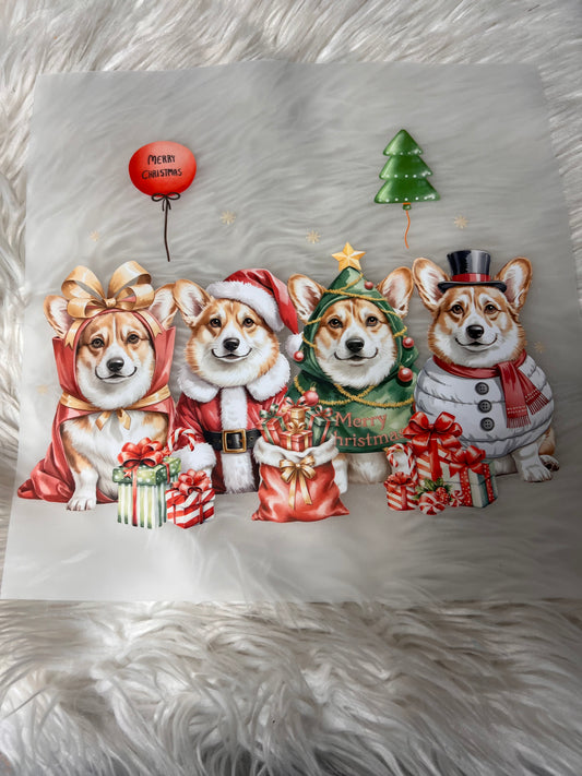 New DTF Christmas corgi
