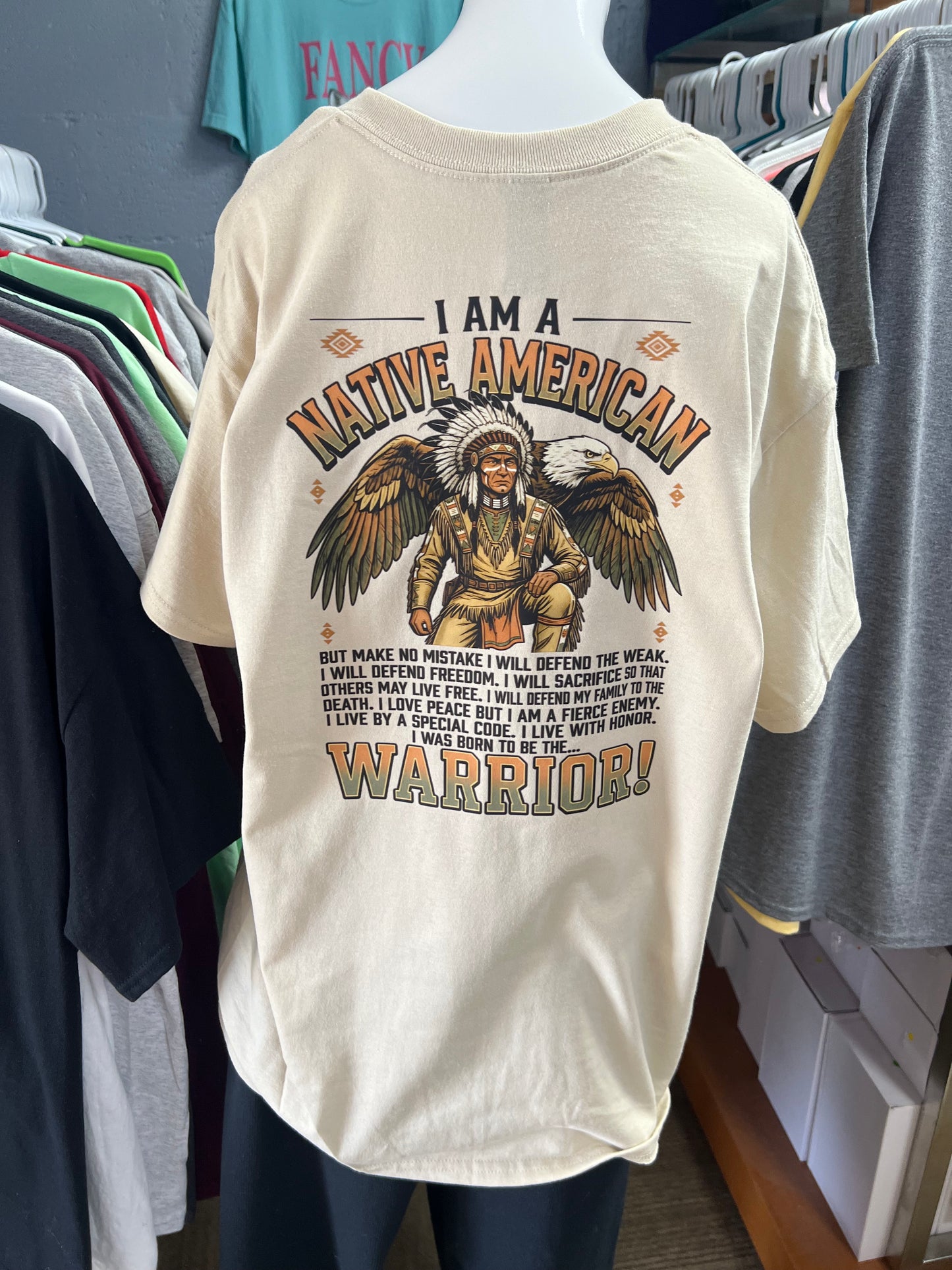 New unisex  top tan Indian Warrior ￼