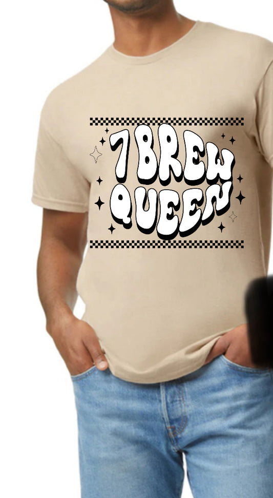 New  unisex T-shirt seven brew coffee queen safety pink