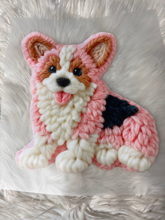 New DTF  pink corgi Valentine’s Day