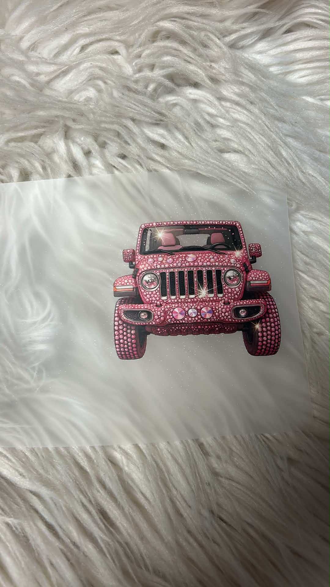 New DTF pink rhinestone vehicle
