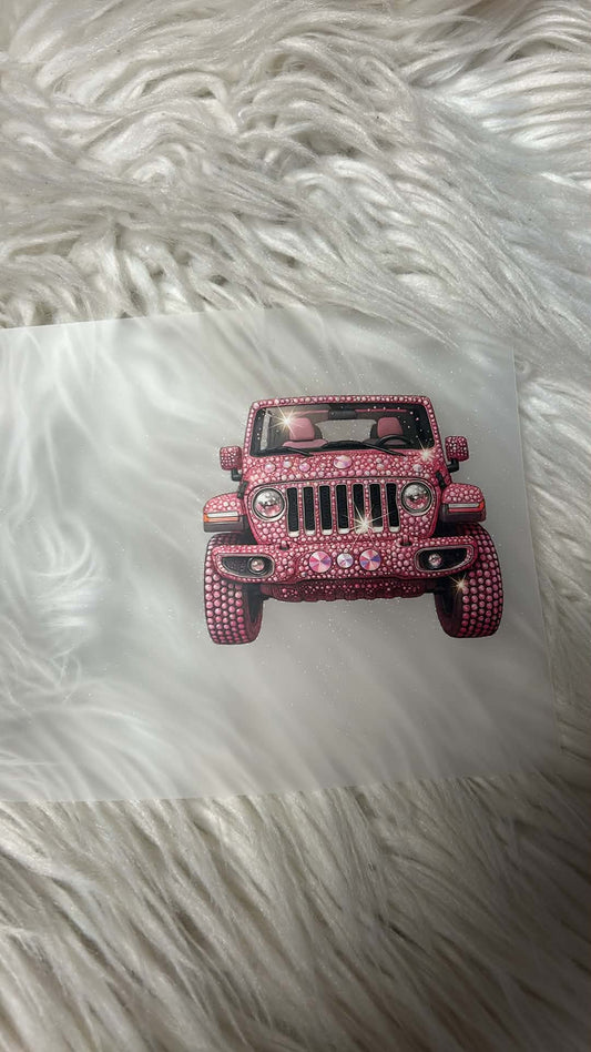 New DTF pink rhinestone vehicle