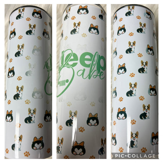20 ounce Tumblr tri corgi