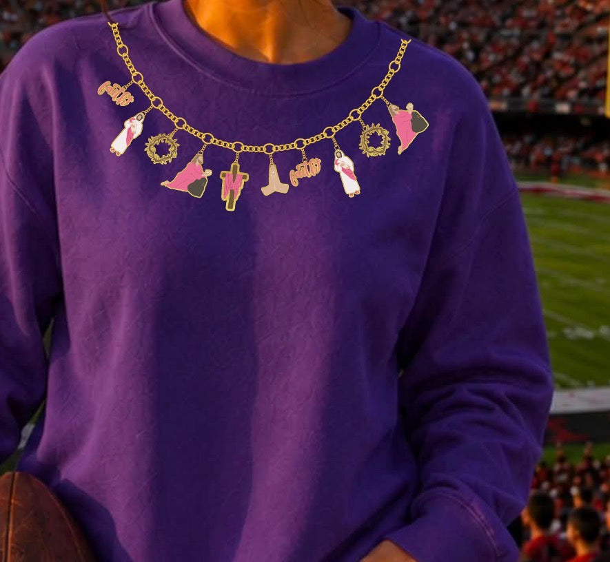 purple unisex  top charm necklace faith
