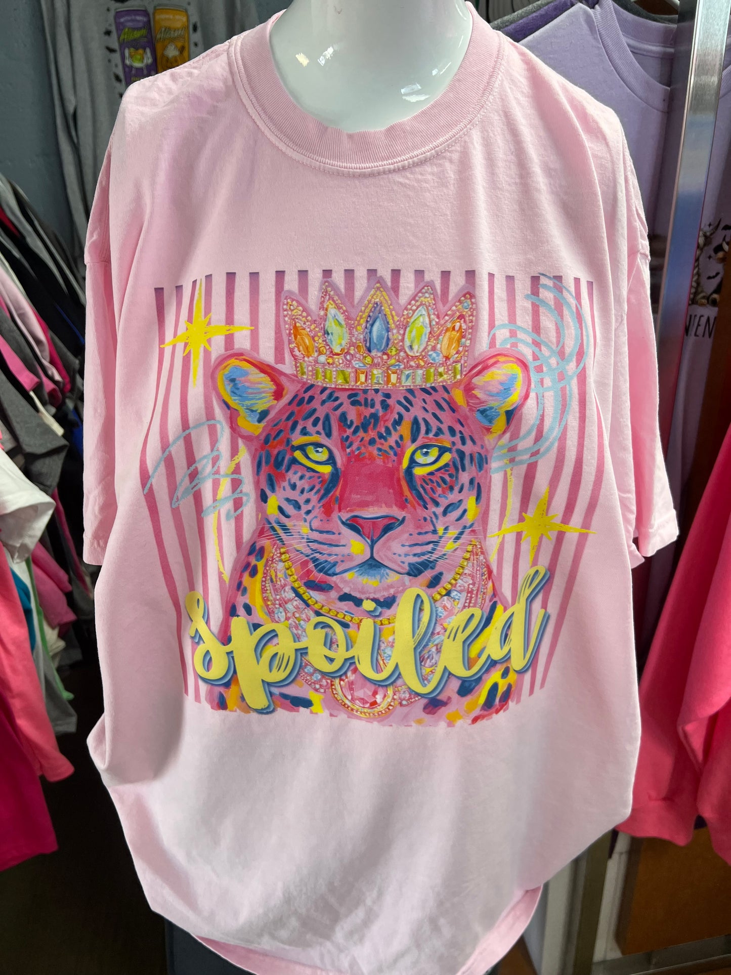 New unisex light pink spoiled leopard