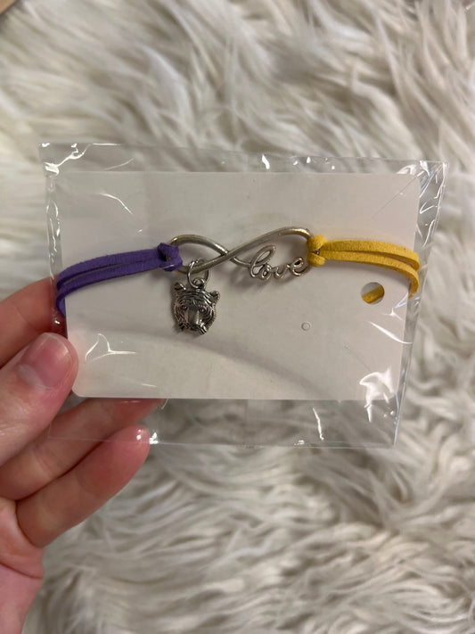new bracelet purple and yellow tiger charm