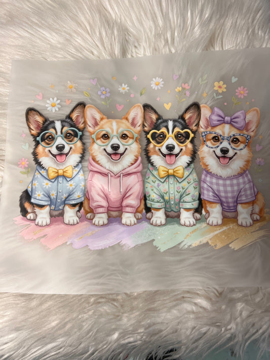 New DTF Easter corgi