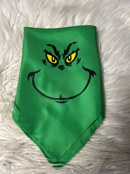 New dog bandanna green Christmas face ￼