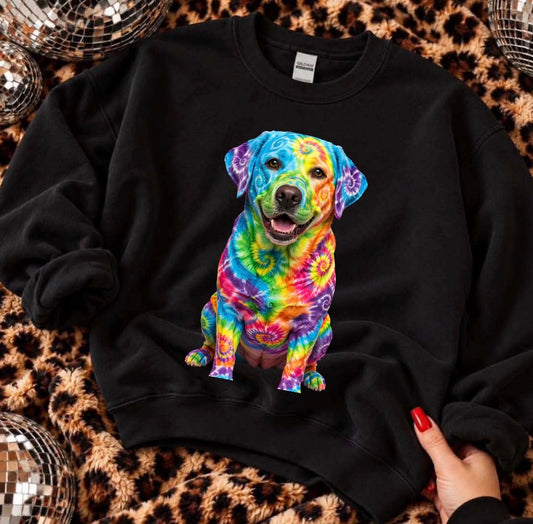 unisex top tie-dye dog